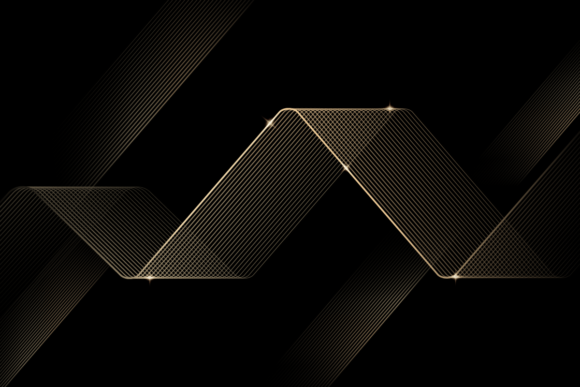 Diagonal Golden Line Glass Cube on Black: A Modern Design Asset